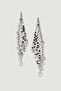 Stone Detailed Dangle Earrings with Metal Plates - Silver - 2