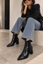 Gny Pointed Toe Zippered Black Women's Heeled Boots - 4
