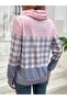 Women's Long Sleeve Turtleneck Lace-Up Patterned Shawl Collar Diver Blouse - 6