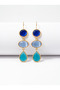 Blue Tone Gradient Stone Detailed Gold Color Women's Earrings - 3