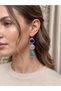 Blue Tone Gradient Stone Detailed Gold Color Women's Earrings - 2