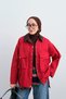 Women's Double Pocket Shirt Collar Snap Detail Hidden Zipper Jacket Red - 2