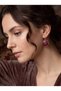 Purplish Gold Color Women's Earrings with Natural Stone Detail - 2