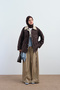 Women's Double Pocket Shirt Collar Snap Detail Hidden Zipper Jacket Brown - 3