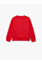 Dog Printed Long Sleeve Crew Neck Three Thread Ribbed Sweatshirt - 5