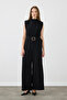 Beli Belted Padded Wide Leg Crepe Jumpsuit - Black - 3
