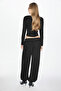 Numiua women's elastic waist drawstring loose black trousers - 4