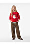 Dog Printed Long Sleeve Crew Neck Three Thread Ribbed Sweatshirt