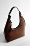 Women's Bitter Brown Suede Zippered Lined Hand and Shoulder Bag - 2