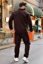 Bitter Brown Buttoned Men's Shirt and Trousers Two-Piece Set E7377 - 3