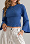 Women's Bodycon Short Cut Blue Blouse - 5