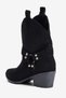 Women's Suede Boots with Belt Detail and Heel, Pull-On Western Roxy Black - 3
