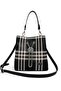 Black - Black Striped Plaid Women's Crossbody Bag Sp967 - 8