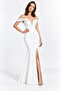 Women's Thin Straps Off-Shoulder Stone Detailed Slit Fish Model Long Evening Dress - 2