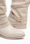 Fusy Women's Beige Shiny Leather - Suede Drawstring Boots - 3