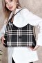 Black - Black Striped Plaid Women's Shoulder Bag Sp1285 - 4