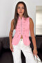Women's Zippered Epaulet Vest Jacket with Steel Button Detail
