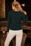 Women's Long Sleeve Wide Collar Hair Knit Patterned Decorative Button Detailed Stylish Elegant Comfortable Green Knitwear Sweater - 3