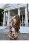 Women's Cream Rose Accessory Detailed Dress 9021 - 3