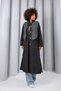 Women's Oversize Long Trench Coat with Stand Collar, Buttoned Pockets, Seasonal Outerwear - 3