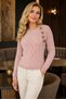 Women's Long Sleeve Wide Collar Hair Knit Patterned Decorative Button Detailed Stylish Elegant Comfortable Powder Knitwear Sweater - 6