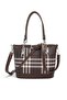 Coffee - Brown Striped Plaid Women's Handbag Sp1155 - 5