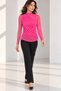 Women's Pink Long Sleeve Gathered Detailed Lined Tulle Blouse - 5