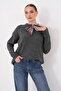 Women's Collar Scarf Detailed Embroidered Knitted Sweater 265014 - - 2
