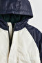 Baby Boy Hooded Zippered Color Block Raincoat - 2