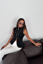 Women's Zippered Epaulet Vest Jacket with Steel Button Detail - 5