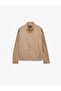 Pocketed Zippered Cotton Buttoned Stand Collar Gabardine Shirt