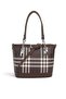Coffee - Brown Striped Plaid Women's Handbag Sp1155