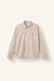 I5270Axer83 Ecru Boxy Fit Classic Collar Striped Chest Printed Cotton Long Sleeve Shirt