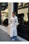 Women's Stand Collar Belted Buttoned Oversize Long Trench Coat - 3