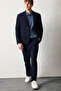 F0407Axnv64 Navy Blue Tailored Fit Straight Leg Trousers - 3
