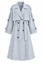 Gray Lucky Button Detailed Oversize Trench Coat - 9476