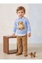 Baby Boy Blue Dog Patterned Knitwear Sweater Shirt and Trousers Set - 3