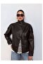 Double-Breasted Front Closure Leather Jacket - 2