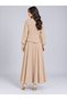 Women's Beige Lace-Up Detailed Vest Skirt Set - 3