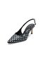 Black Color Polka Dot Patterned Women's Heeled Shoes - 4