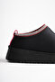 Women's Black Suede Fur Lined Orthopedic Daily Thick Soled Winter House Slippers - 6