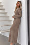 Knitted Patterned Knitwear Dress K3024 Mink - 2