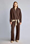 F1028Axbn338 Brown Straight Fit Straight Leg Modal Trousers - 2