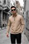 Nory Three Yarn Cotton Men's Half Zipper Stripe Detailed Stand Collar Slim Fit Sweatshirt - 2