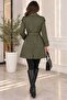 Women's Belted Double-Breasted Collar Short Trench Coat - 3