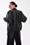 Women's Oversize Leather Jacket with Epaulettes 265292 - 5