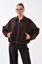 Women's Zipper Closure Belt Detailed Short Cashmere Coat 265295 - - 3