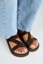 Azelya 2 Women's Genuine Leather Buckle-Strap Brown Sandals - 3