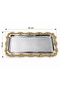 Floral Motif Luxury Cast Metal Frame Metal Presentation Tray Baton 34X18 cm - 2