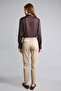 J8743Azbn229 Brown Cigarette Regular Waist Straight Leg Satin Light Brown Trousers - 5